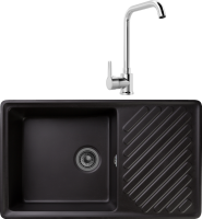 Комплект Мойка GranFest Quarz Z 53 черная + Смеситель MEGA Ege MG-PL10 хром