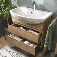 Тумба с раковиной Vigo Wing 70 подвесная, дуб золотой, раковина Балтика 70