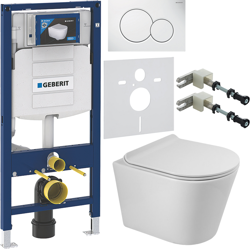 Комплект Унитаз подвесной BelBagno Flay-r + Крышка BB901SC с микролифтом + Инсталляция Geberit Duofix UP 320 111.300.00.5 + Кнопка Sigma 01 115.770.11.5 белая + Крепления 111.815.00.1 к стене + Звукоизоляция