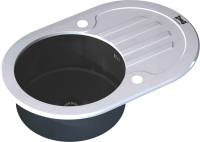 Комплект Мойка Zorg Glass GL-7851-OV-WHITE-GRAFIT графит + Измельчитель Inox D