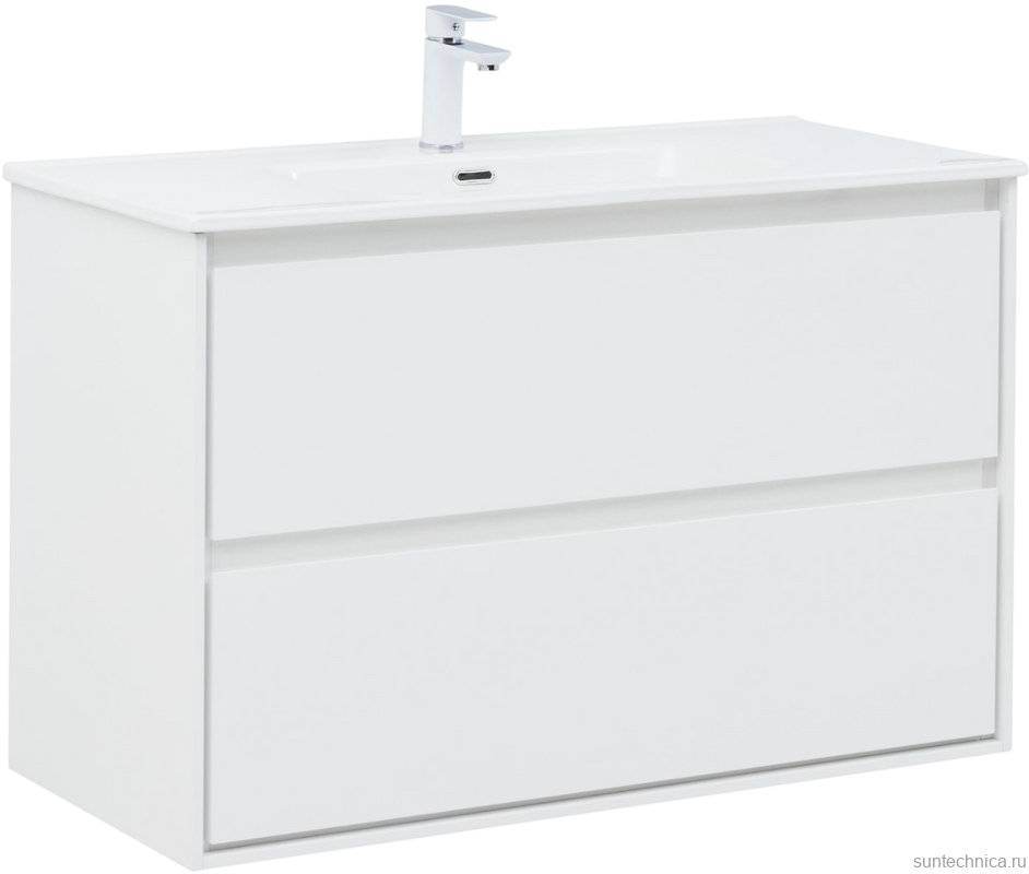 Тумба под раковину без столешницы Aquanet Милан 100 белая глянцевая