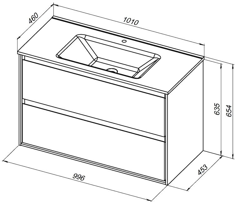 Тумба под раковину без столешницы Aquanet Милан 100 белая глянцевая
