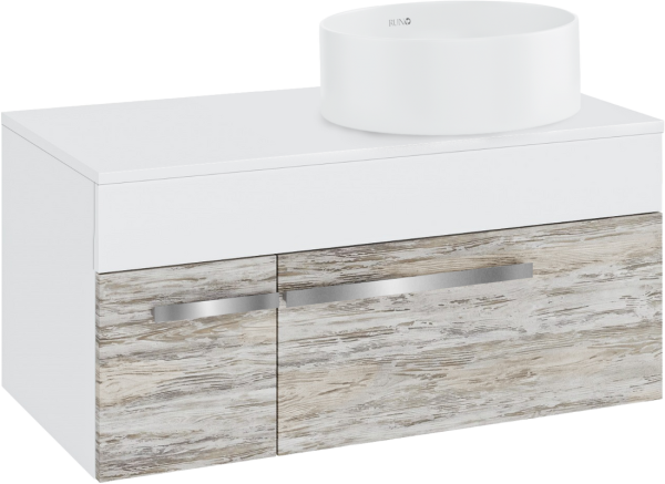 Тумба с раковиной Runo Вудлайн 85 подвесная, скандинавский дуб, раковина Palla 40