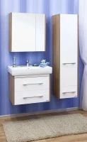 Тумба с раковиной Sanflor Ларго 2 70, подвесная, швейцарский вяз, белая