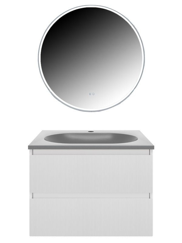 Мебель для ванной комнаты Vincea Welle 60 m.white soft-touch, раковина VCB-4H600G серый шелк