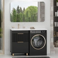 Тумба под раковину Brevita Enfida 60 напольная, под стиральную машину, черная