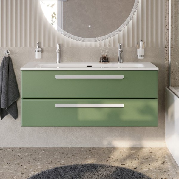 Тумба с раковиной Cezares Eco Cer-N 120 фисташковый софт, раковина Eco 120-1-2, ручки сатин