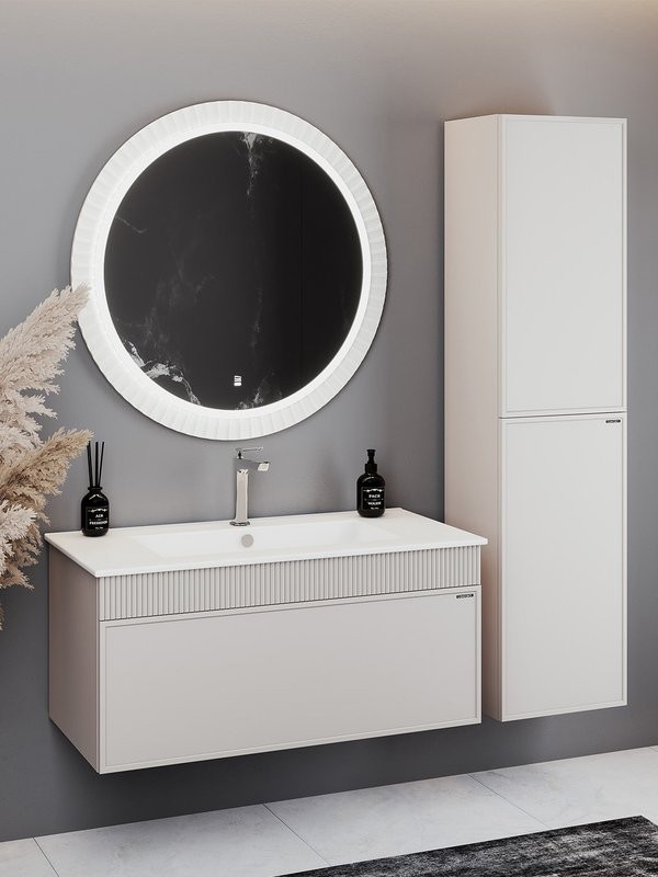 Мебель для ванной комнаты Comforty Мадрид 100 подвесная, серый шелк