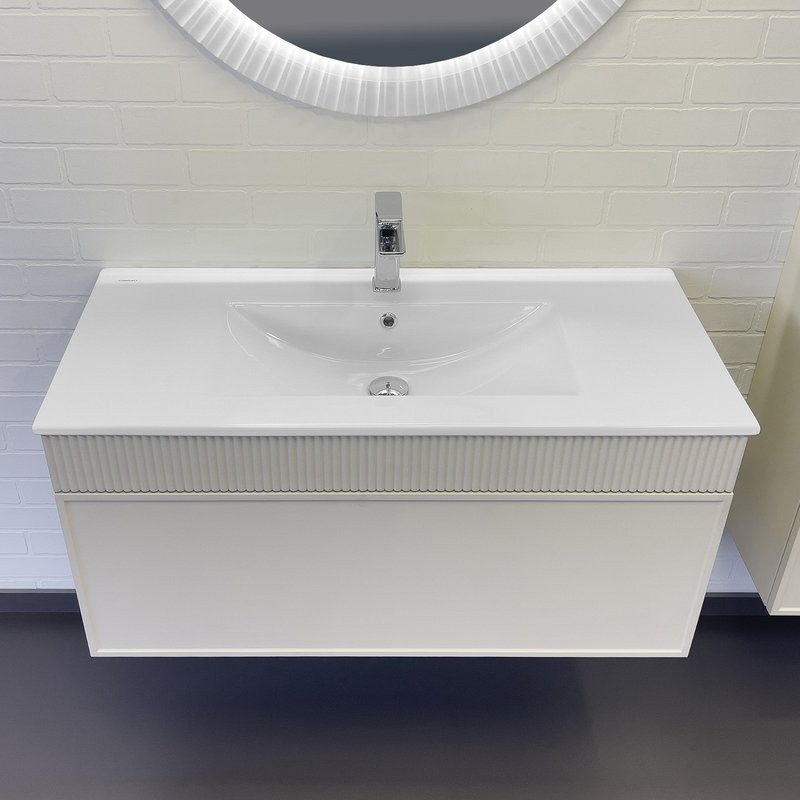 Мебель для ванной комнаты Comforty Мадрид 100 подвесная, серый шелк