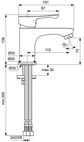 Смеситель для раковины Ideal Standard Alpha BC552AA хром