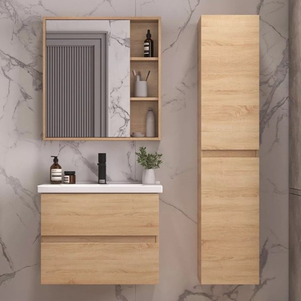 Мебель для ванной комнаты SanStar Тоскана 70 дуб сонома светлый, раковина Santek Миранда 70