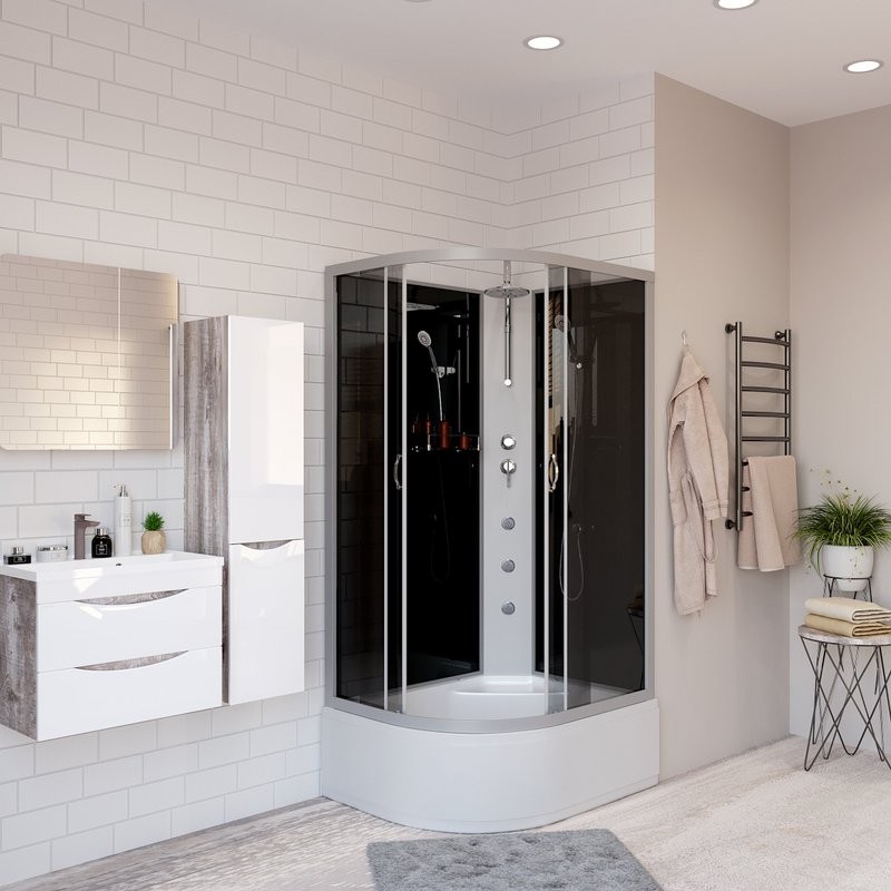 Душевая кабина Niagara Classic NG-2510-14RBKTG 120х80 см, без крыши, с гидромассажем и тропическим  душем