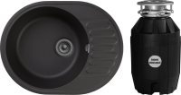 Комплект Мойка GranFest Quarz Z58 черный + Измельчитель Bone Crusher BC 810-AS