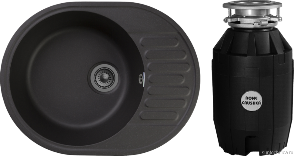 Комплект Мойка GranFest Quarz Z58 черный + Измельчитель Bone Crusher BC 810-AS