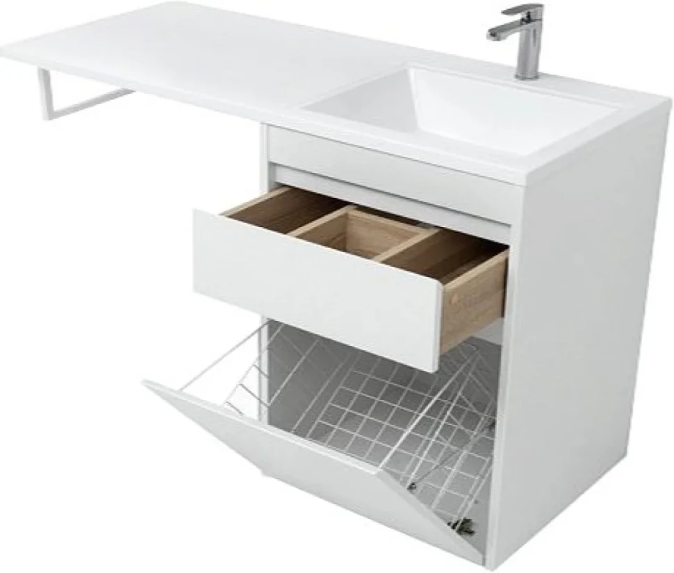 Мебель для ванной комнаты Aquanet Токио 68 1 ящик, с бельевой корзиной R