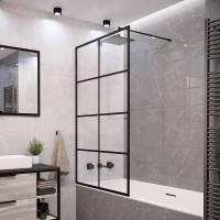 Шторка на ванну Grossman GR-105/90BLACK 90x150, профиль черный