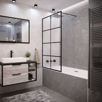 Шторка на ванну Grossman GR-105/90BLACK 90x150, профиль черный
