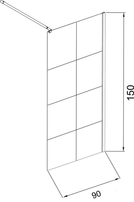 Шторка на ванну Grossman GR-105/90BLACK 90x150, профиль черный
