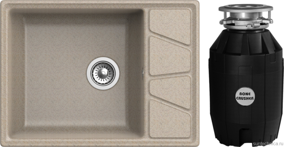 Комплект Мойка GranFest Vertex GF-V-680L песочная + Измельчитель Bone Crusher BC 810-AS