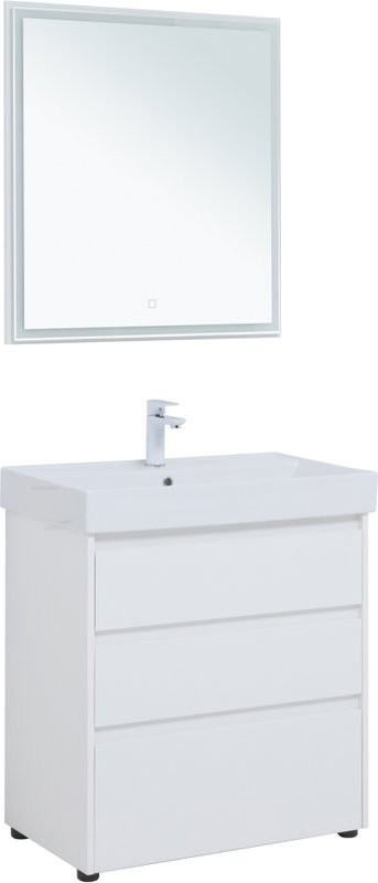 Мебель для ванной комнаты Aquanet Nova Lite 75 напольная, белая, 3 ящика
