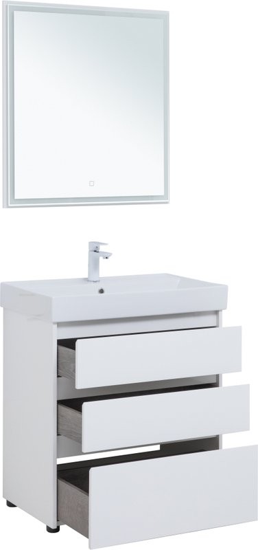 Мебель для ванной комнаты Aquanet Nova Lite 75 напольная, белая, 3 ящика