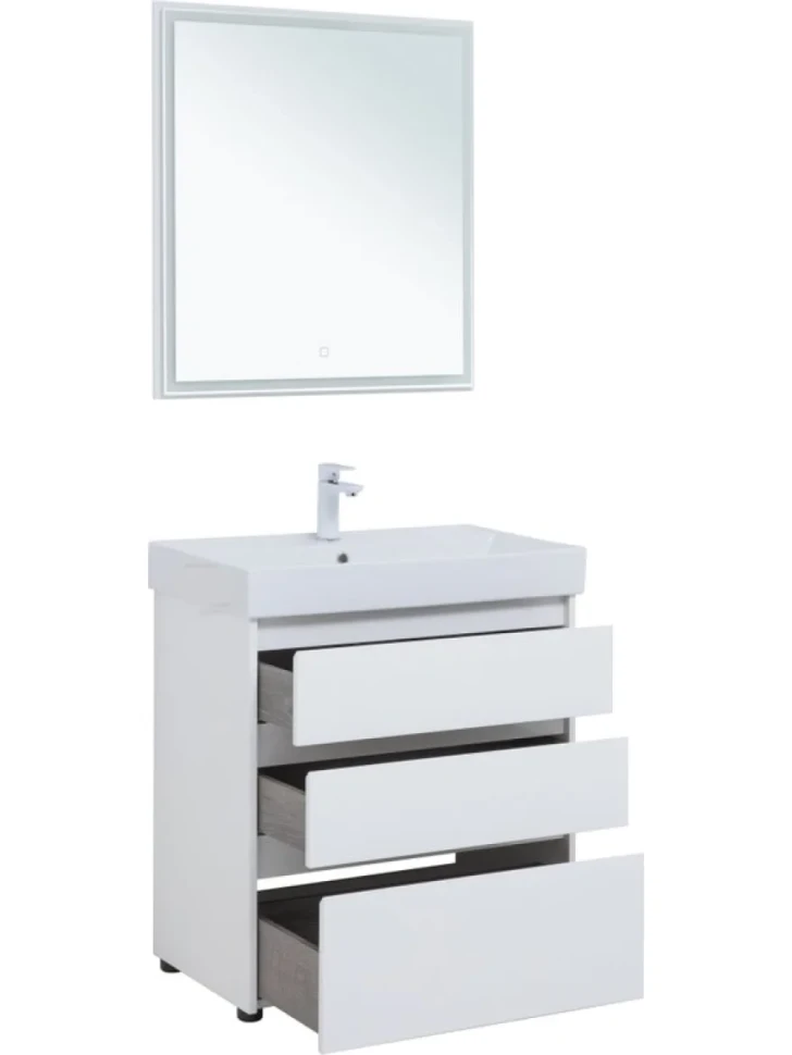 Мебель для ванной комнаты Aquanet Nova Lite 75 напольная, белая, 3 ящика