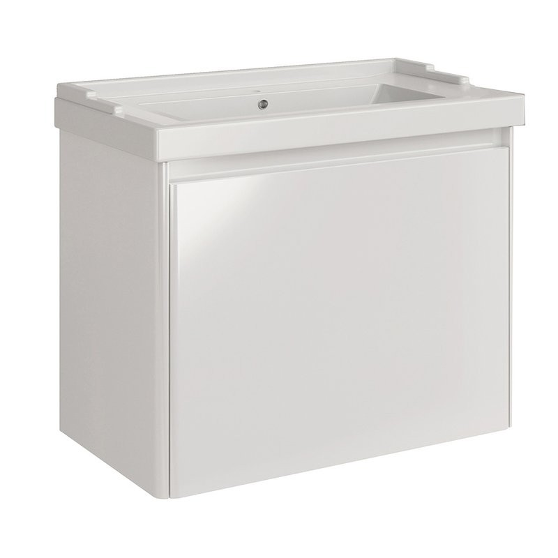 Тумба под раковину без столешницы ASB-Mebel Бьянка 80 шиншилла серая, глянцевая белая