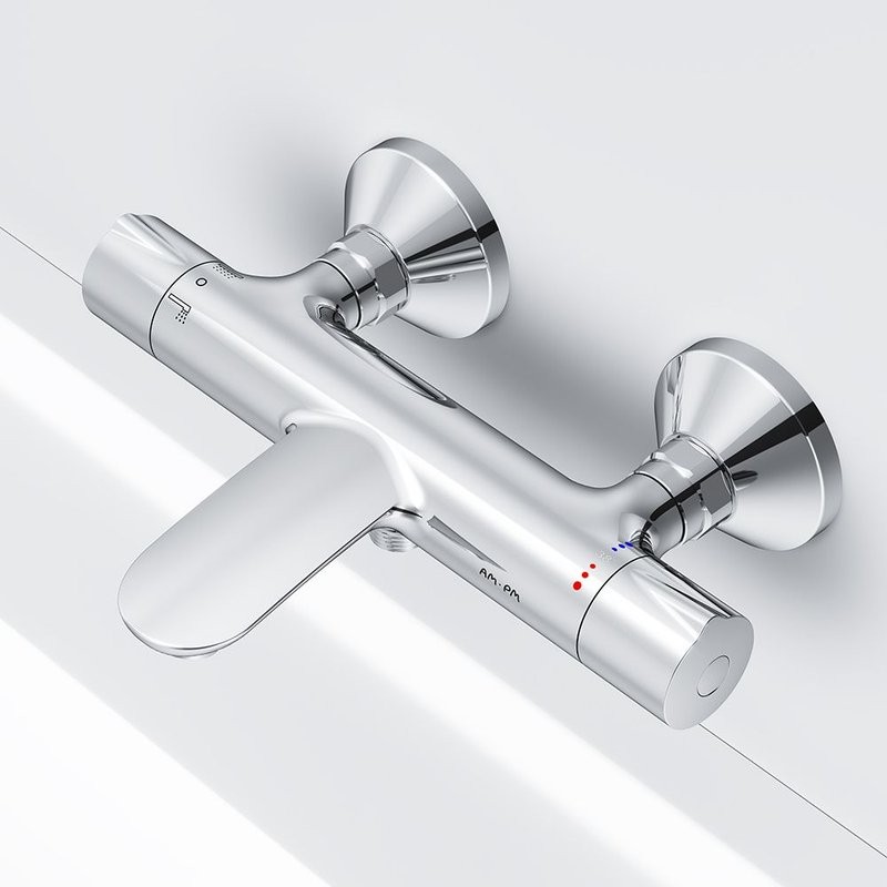 Душевой комплект Термостат AM.PM Like F8050000 для ванны с душем + Стойка F0780064