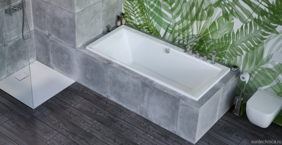 Акриловая ванна Excellent Crown Grand 190x90 см, пристенная, белая, с каркасом