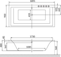Акриловая ванна Excellent Crown Grand 190x90 см, пристенная, белая, с каркасом