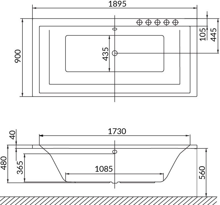 Акриловая ванна Excellent Crown Grand 190x90 см, пристенная, белая, с каркасом