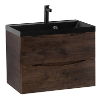 Мебель для ванной комнаты BelBagno Marino 70 подвесная, rovere moro, черная раовина