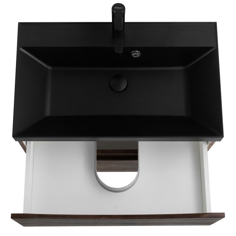 Мебель для ванной комнаты BelBagno Marino 70 подвесная, rovere moro, черная раовина