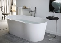 Ванна из искусственного камня Roca Raina 160x80 см, отдельностоящая, белая, овальная, с донным клапаном