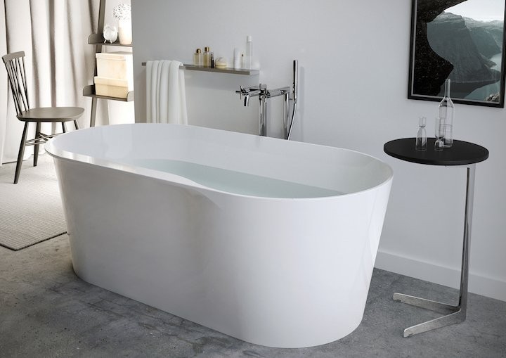 Ванна из искусственного камня Roca Raina 160x80 см, отдельностоящая, белая, овальная, с донным клапаном