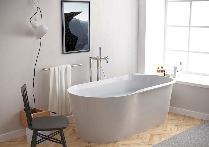 Ванна из искусственного камня Roca Raina 160x80 см, отдельностоящая, белая, овальная, с донным клапаном