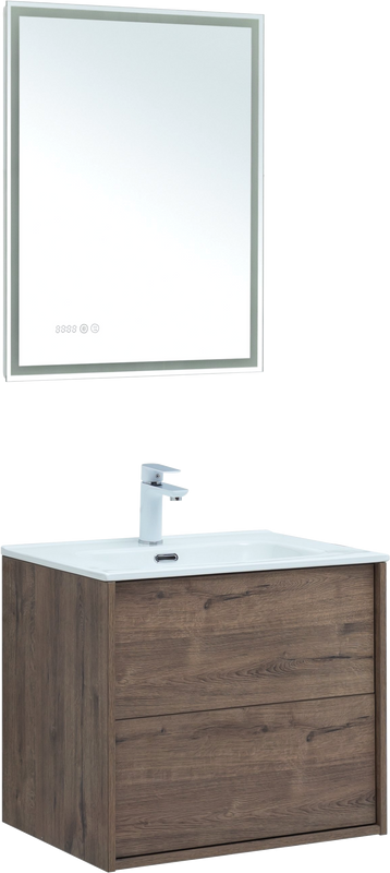 Мебель для ванной комнаты Aquanet Lino 60 дуб веллингтон, с раковиной Flat 60