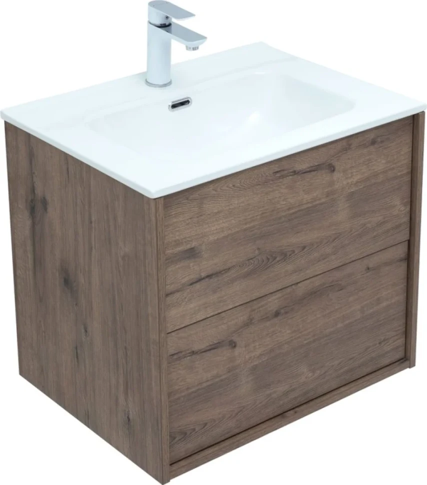 Мебель для ванной комнаты Aquanet Lino 60 дуб веллингтон, с раковиной Flat 60