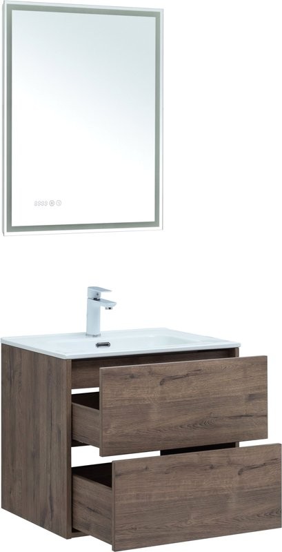 Мебель для ванной комнаты Aquanet Lino 60 дуб веллингтон, с раковиной Flat 60