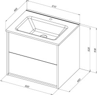 Мебель для ванной комнаты Aquanet Lino 60 дуб веллингтон, с раковиной Flat 60