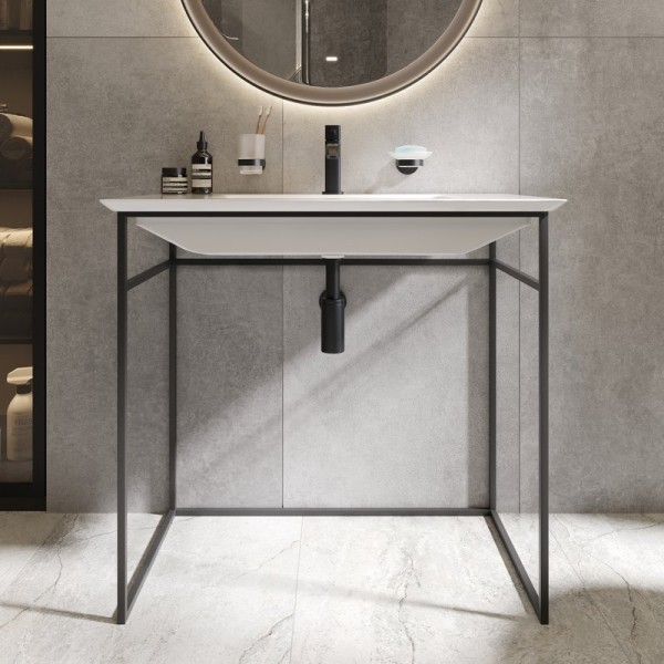 Консоль STWORKI Мосс 90 с раковиной 14090-KL, черный муар