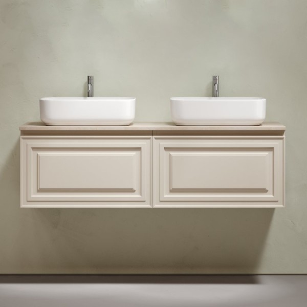 Тумба с раковиной Sancos Very 140 beige soft, столешница бежевая TT140A2X, раковина CN5043