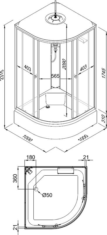 Душевая кабина Triton Стандарт Щ0000061822 100х100 В с полочкой