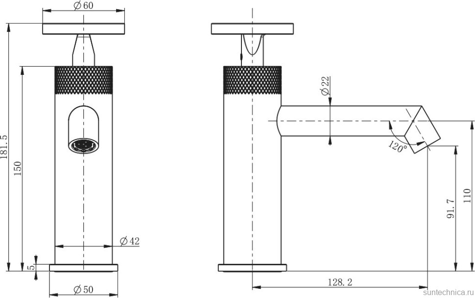 Смеситель для раковины Wonzon & Woghand WW-H1065-MB черный матовый