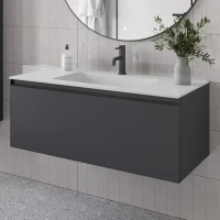 Тумба с раковиной Armadi Art Quatro 1 100 anthracite, с раковиной white