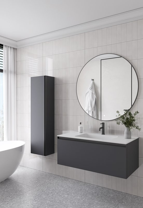 Тумба с раковиной Armadi Art Quatro 1 100 anthracite, с раковиной white