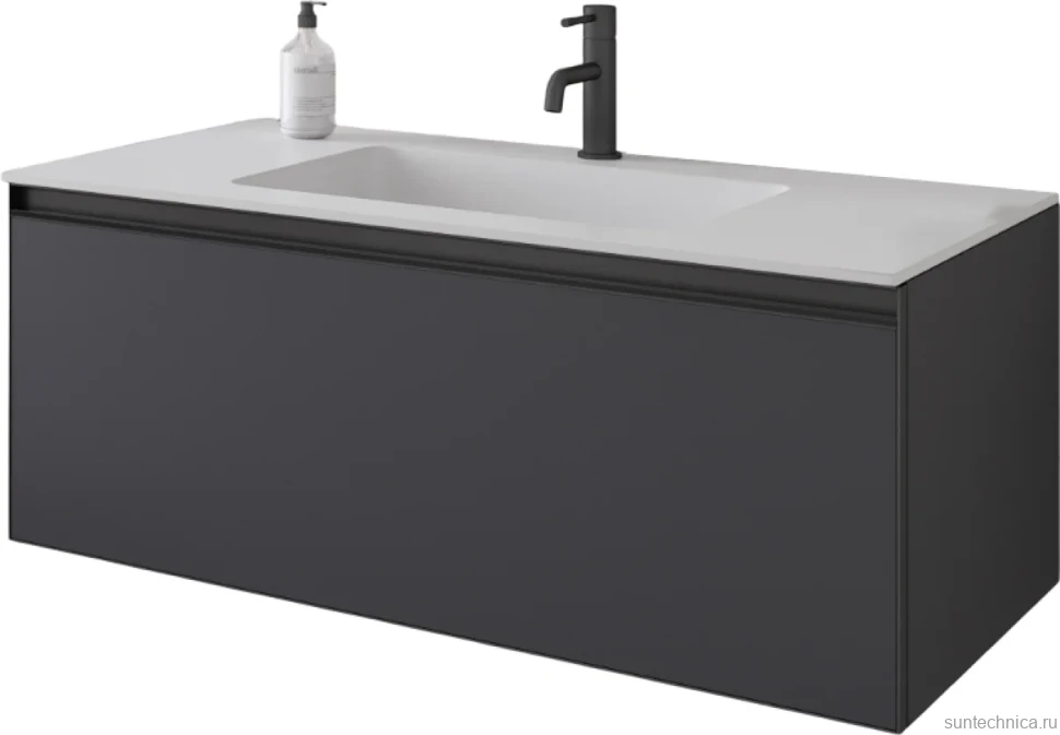 Тумба с раковиной Armadi Art Quatro 1 100 anthracite, с раковиной white