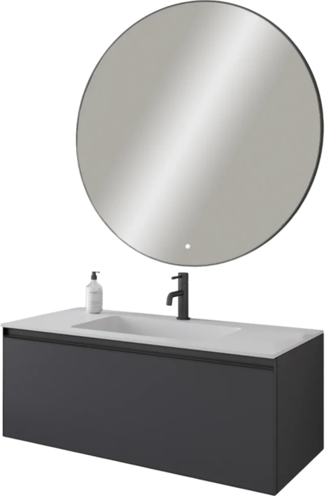 Тумба с раковиной Armadi Art Quatro 1 100 anthracite, с раковиной white