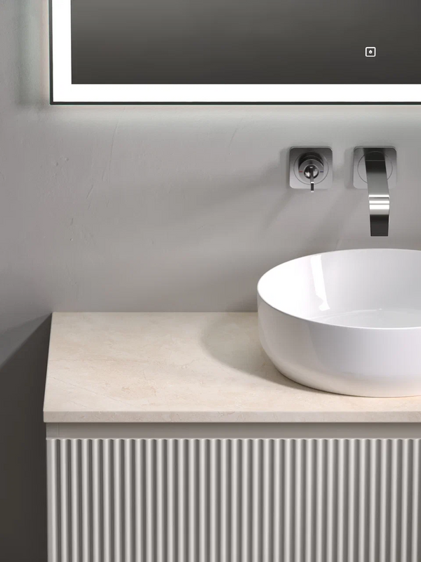 Тумба с раковиной Sancos Snob R 100 см, beige soft, столешница бежевая, раковина CN6022