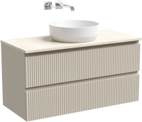 Тумба с раковиной Sancos Snob R 100 см, beige soft, столешница бежевая, раковина CN6022